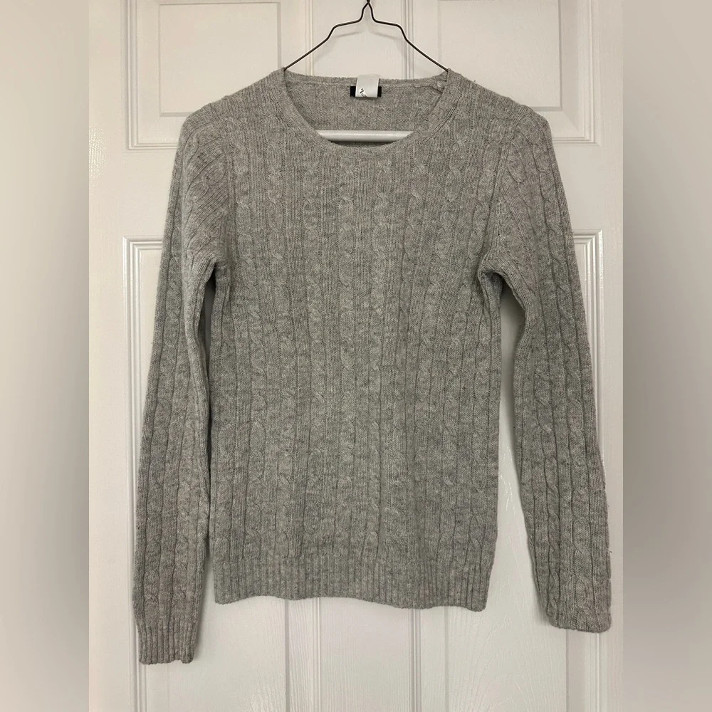 J. Crew Light Gray Cable Knit Sweater - Size XS